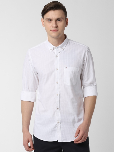 

Peter England Casuals Men White Slim Fit Checked Casual Shirt