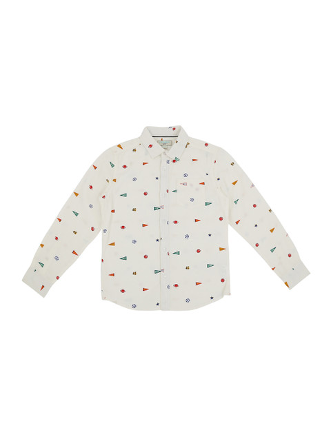 

Pantaloons Junior Boys Off-White Regular Fit Printed Casual Shirt