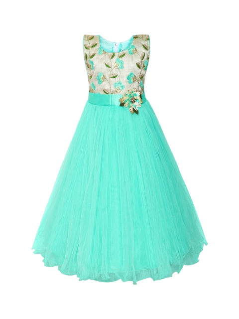 

Aarika Girls Sea Green Maxi Silk Dress