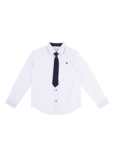 

Pantaloons Junior Boys White Regular Fit Printed Party Shirt