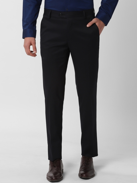 Peter England Men Black Slim Fit Solid Formal Trousers