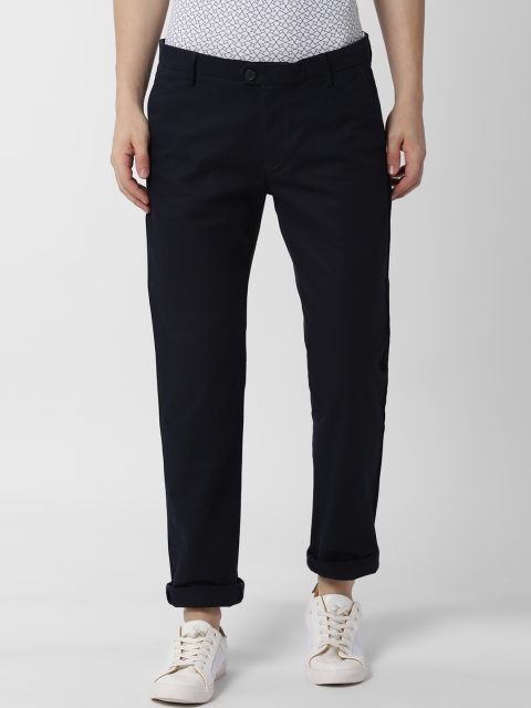 

Peter England Casuals Men Navy Blue Slim Fit Self Design Chinos