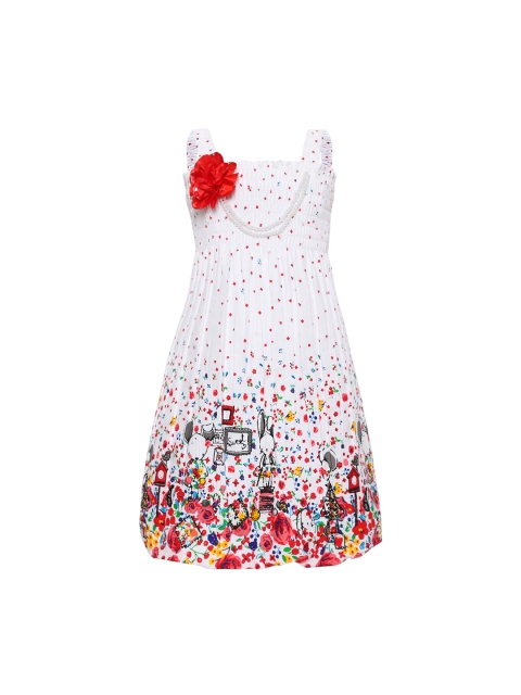 

Aarika Girls White & Red Fit and Flare Dress