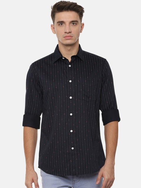 

Allen Solly Men Black Slim Fit Striped Casual Shirt