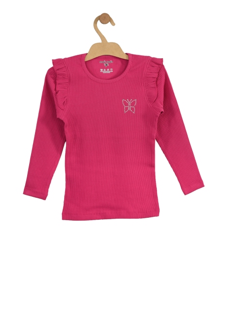 

Stupid Cupid Girls Magenta Solid Knitted Top