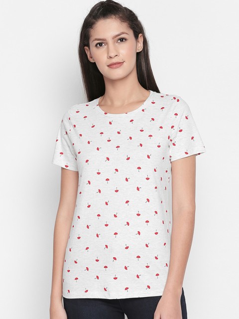 

Honey by Pantaloons Women Grey Printed Round Neck T-shirt