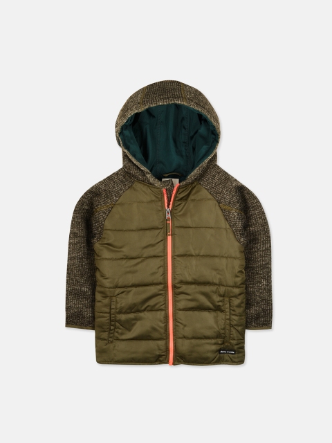

Cherry Crumble Unisex Olive Green Colourblocked Jacket