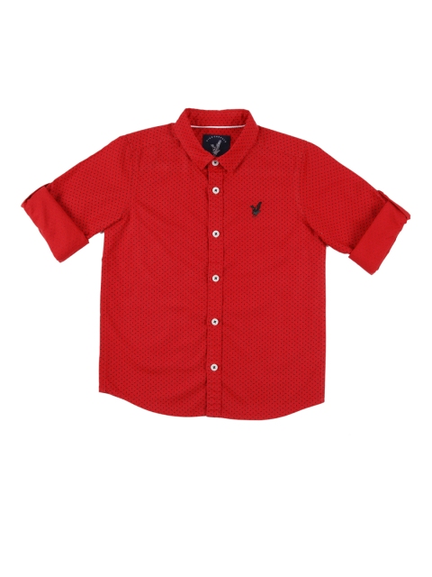 

URBAN SCOTTISH Boys Red Standard Regular Fit Printed Casual Shirt