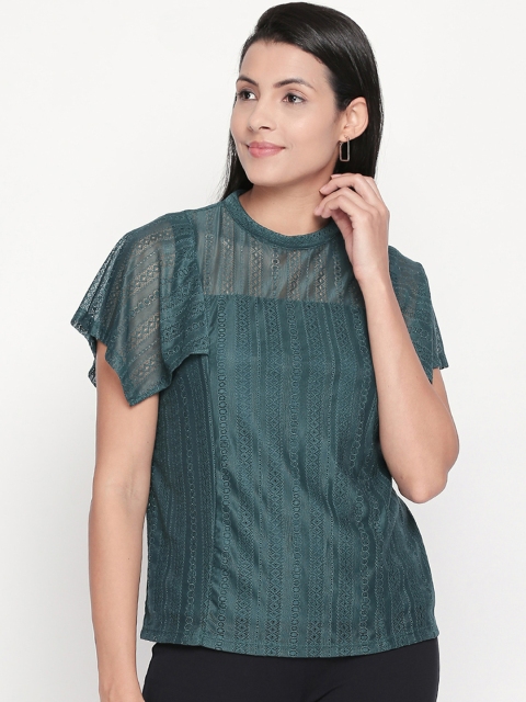 

Honey by Pantaloons Women Green Self Design Top