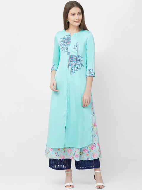 

NAARI Women Blue Straight Kurti