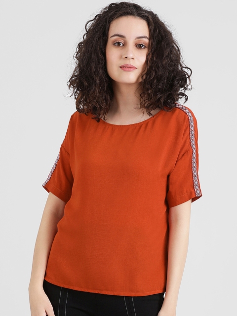 

Zink London Women Rust Orange Solid Top