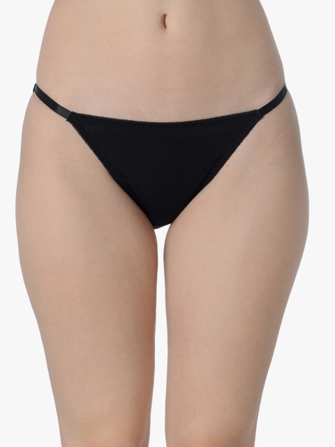

Da Intimo Black Solid Low-Rise Bikini Briefs DIU-239-N