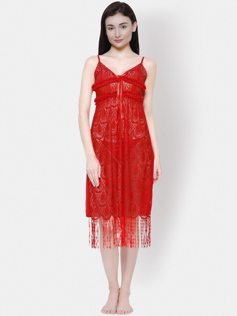 

Ms.Lingies Red Self Design Baby Doll MS003