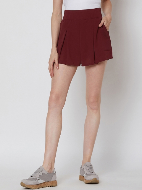 

Nun Women Maroon Solid Slim Fit Hot Pants