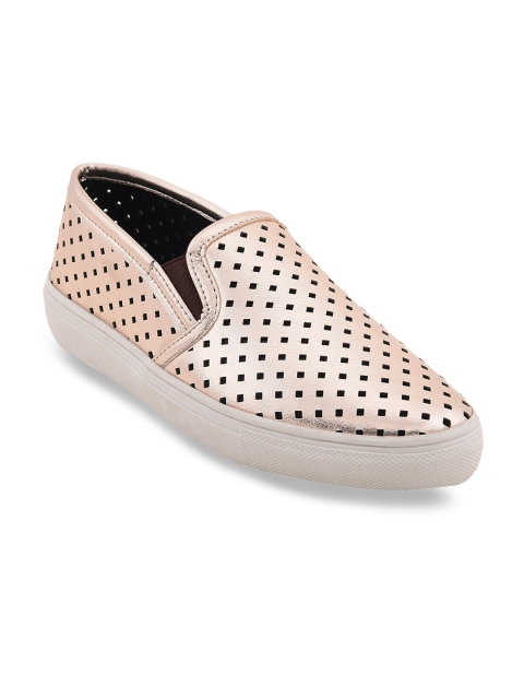 

Bruno Manetti Women Gold-Toned Laser Cut Slip-On Sneakers
