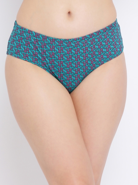 

Clovia Women Teal Green & Pink Printed Mid-Rise Hipster Briefs PN2912P17XL