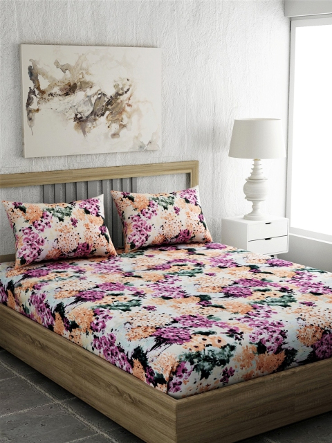

EverHOME Orange Floral TC Cotton 1 Bedsheet with 2 Pillow Covers