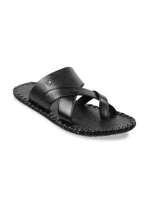 Metro Men Black Leather Sandals