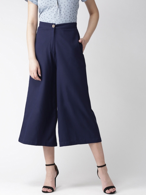 

QUIERO Women Navy Blue Flared Solid Culottes