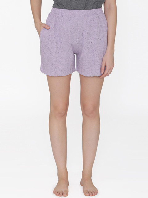 

Clovia Women Lavender Solid Lounge Shorts