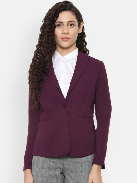

Allen Solly Woman Purple Solid Single Breasted Blazer