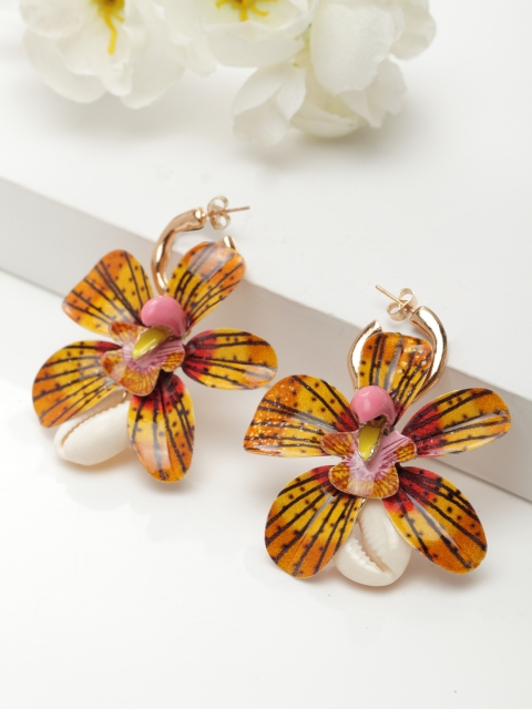 

AVANT-GARDE PARIS Gold-Plated & Yellow Floral Drop Earrings