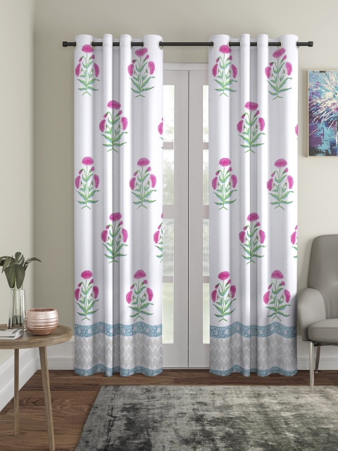 

Home Sizzler Off-White & Pink Set of 2 Long Door Curtains