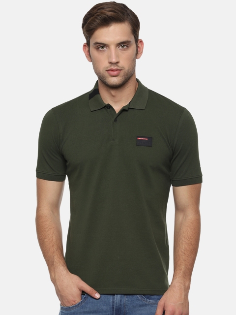 

Allen Solly Sport Men Olive Green Solid Polo Collar T-shirt