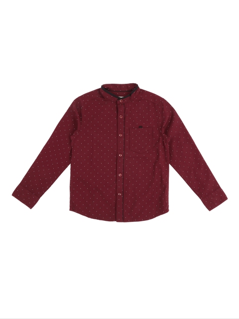 

Pantaloons Junior Boys Maroon & White Regular Fit Printed Casual Shirt