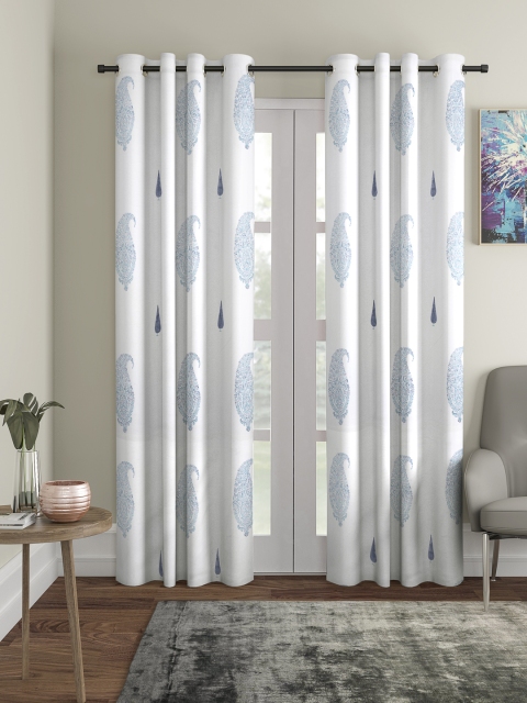 

Home Sizzler Blue & White Set of 2 Door Hand Block Printed Curtains