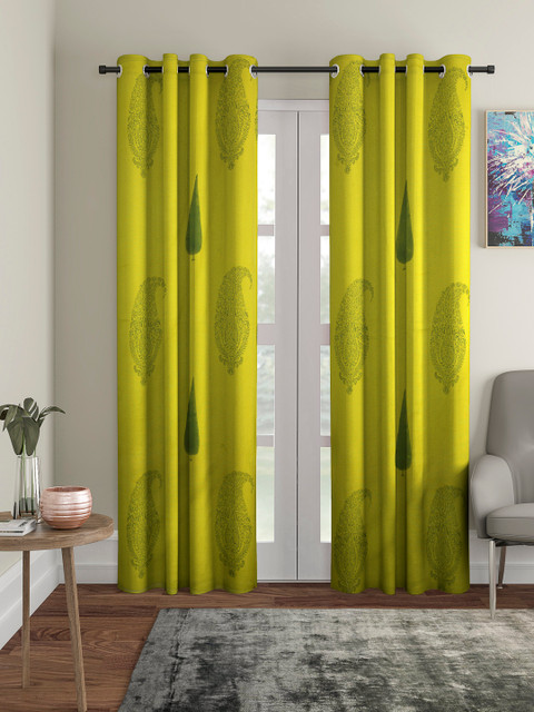 

Home Sizzler Green Set of 2 Door Printed Hand Block Printed Curtains