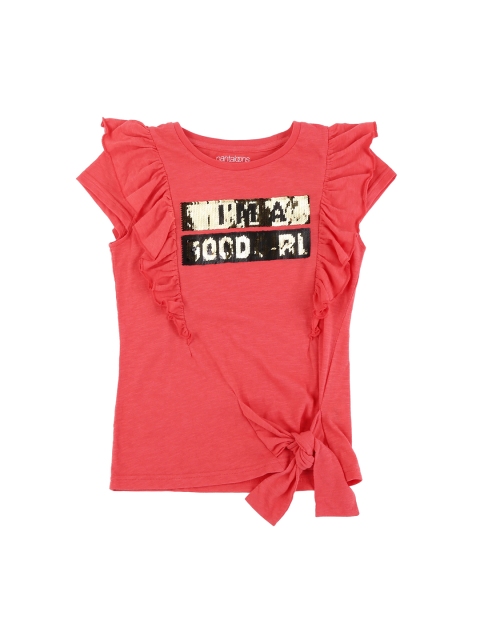 

Pantaloons Junior Girls Red Printed Round Neck T-shirt