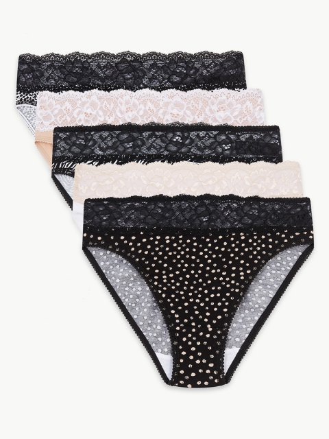 

Marks & Spencer Women Pack of 5 Bikini Briefs T614790BLACK MIX, Black