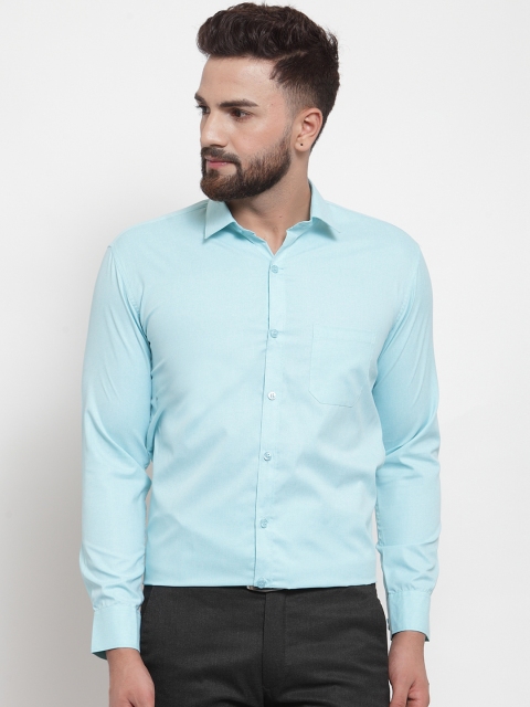 

JAINISH Men Turquoise Blue Classic Slim Fit Solid Formal Shirt