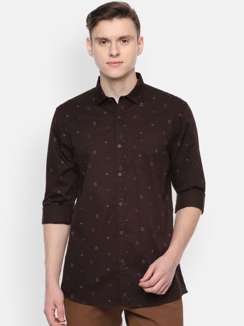 

Solly Jeans Co. Men Brown Slim Fit Printed Casual Shirt