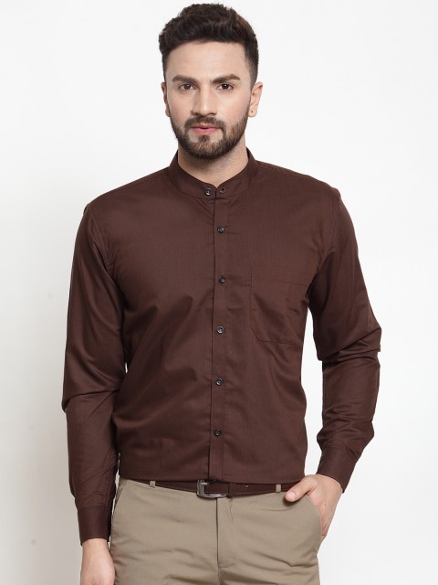 

JAINISH Men Brown Classic Slim Fit Solid Formal Shirt