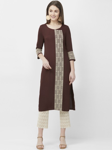 

NAARI Women Brown Straight Kurta
