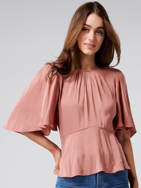 

Forever New Women Pink Solid Peplum Top