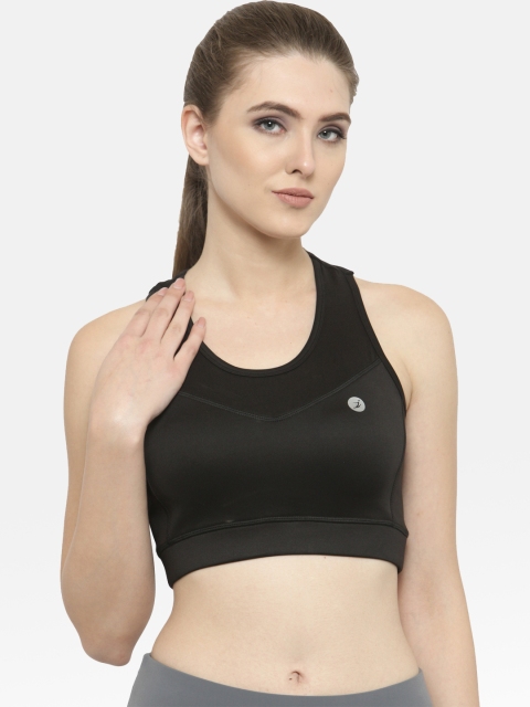 

BUKKUM Black Solid Non-Wired Lightly Padded Sports Bra R-BSB19002