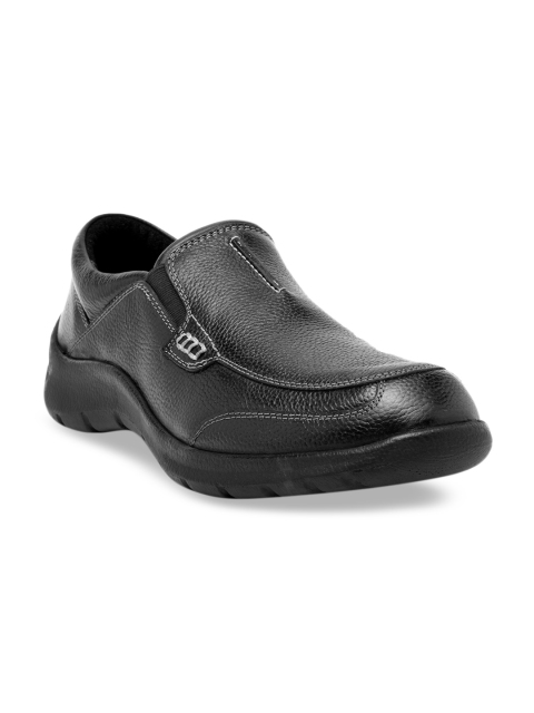 

Teakwood Leathers Men Black Solid Leather Slip-On Sneakers