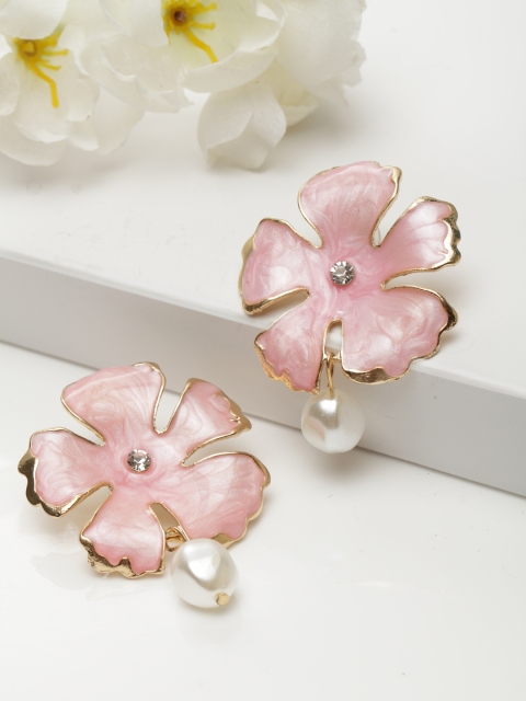 

AVANT-GARDE PARIS Gold-Plated Pink Antique Floral Drop Earrings