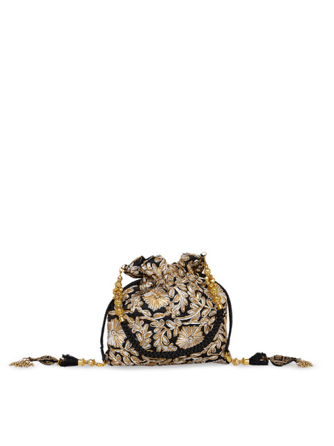 

Tarusa Black Embellished Potli Clutch