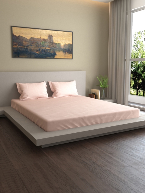 

MARK HOME Pink Solid 400 TC Cotton 1 King Bedsheet with 2 Pillow Covers