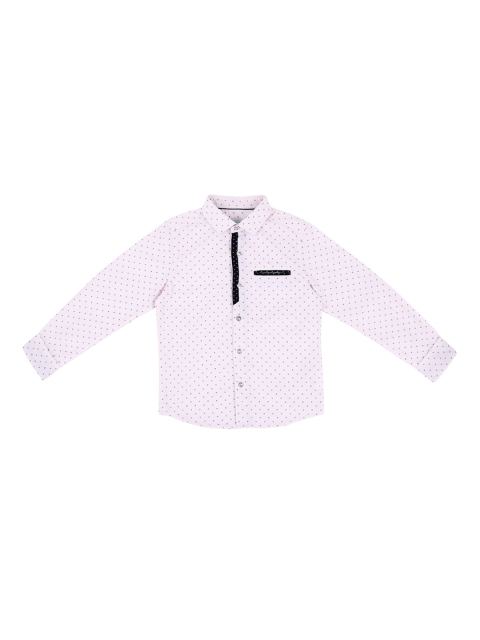 Pantaloons Junior Boys Pink & Blue Regular Fit Printed Casual Shirt