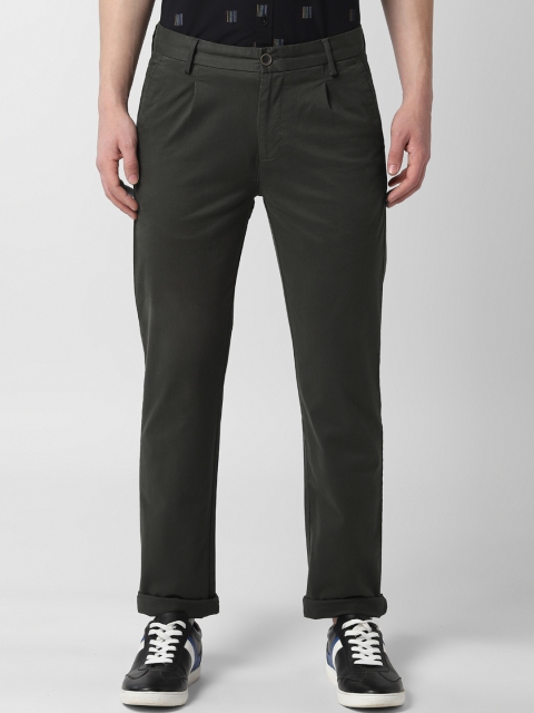 

Peter England Casuals Men Olive Green Slim Fit Solid Regular Trousers