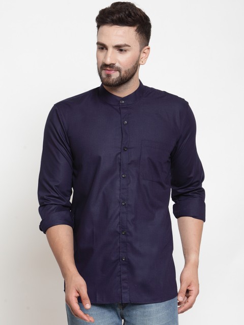 

JAINISH Men Navy Blue Classic Slim Fit Solid Casual Shirt