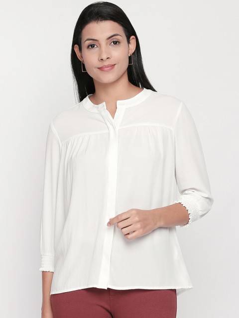 

Honey by Pantaloons Women White Solid Shirt Style Top