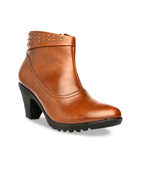 

Bruno Manetti Women Tan Brown Solid Heeled Boots