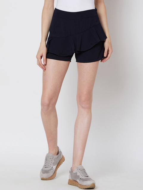 

Nun Women Navy Blue Solid Slim Fit Hot Pants