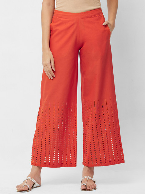 

Naari Women Orange Solid Flared Palazzos
